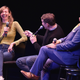 Lauren Lapkus (left) and Paul F. Tompkins (right) are both in the podcast Bad Reception. Scott Aukerman (center) is not.